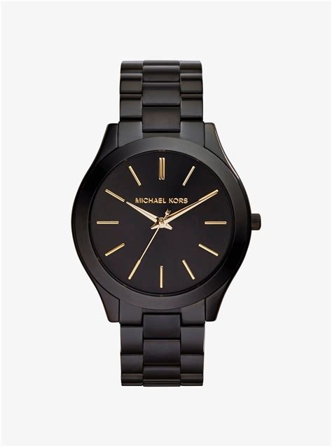 michael kors slim runway black stainless steel watch|michael kors watch 250300.